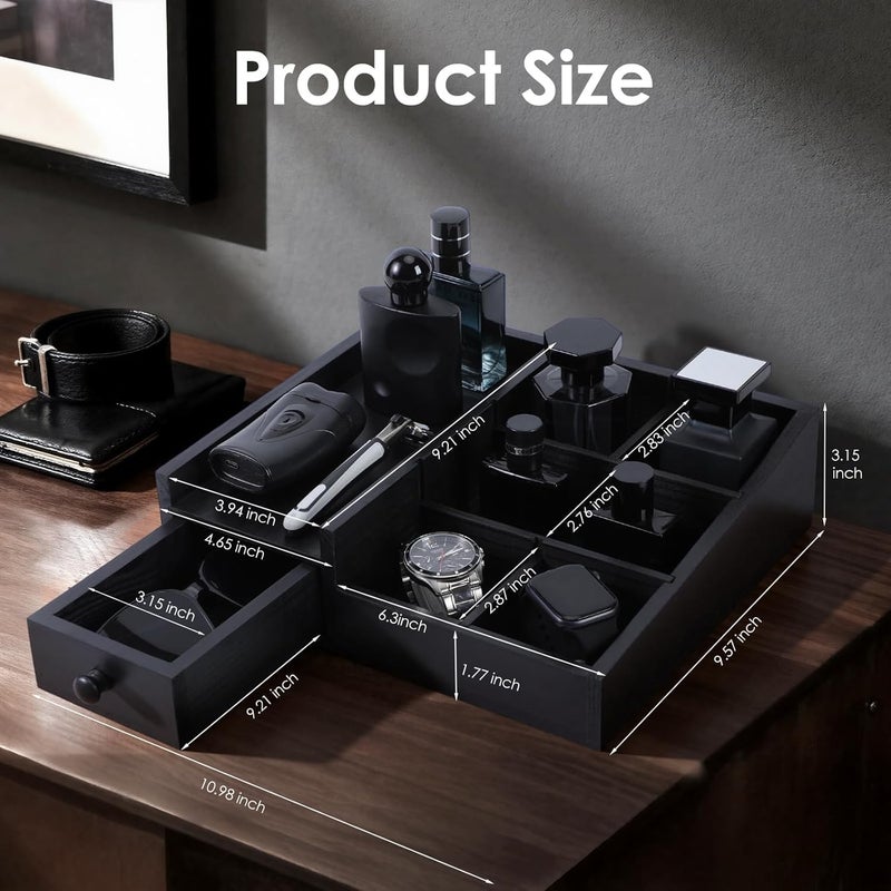Forest Angle Organizer For Men,Bathroom Countertop Organizers,Perfume Organizer,Cologne Organizers,Bathroom Storage,Perfume Stand,Gifs For Men,Mens Valentines Day Gifts,Adjustable Partition(Black) - Image 2